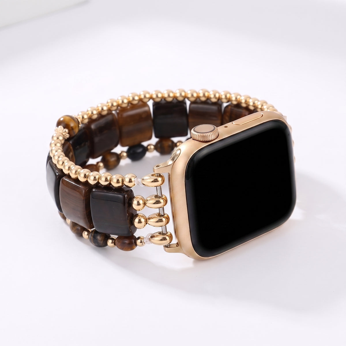 Desert Flame Carnelian Stretch Apple Watch Strap Silver
