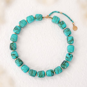 Chunky Square Bead Necklace Rainbow