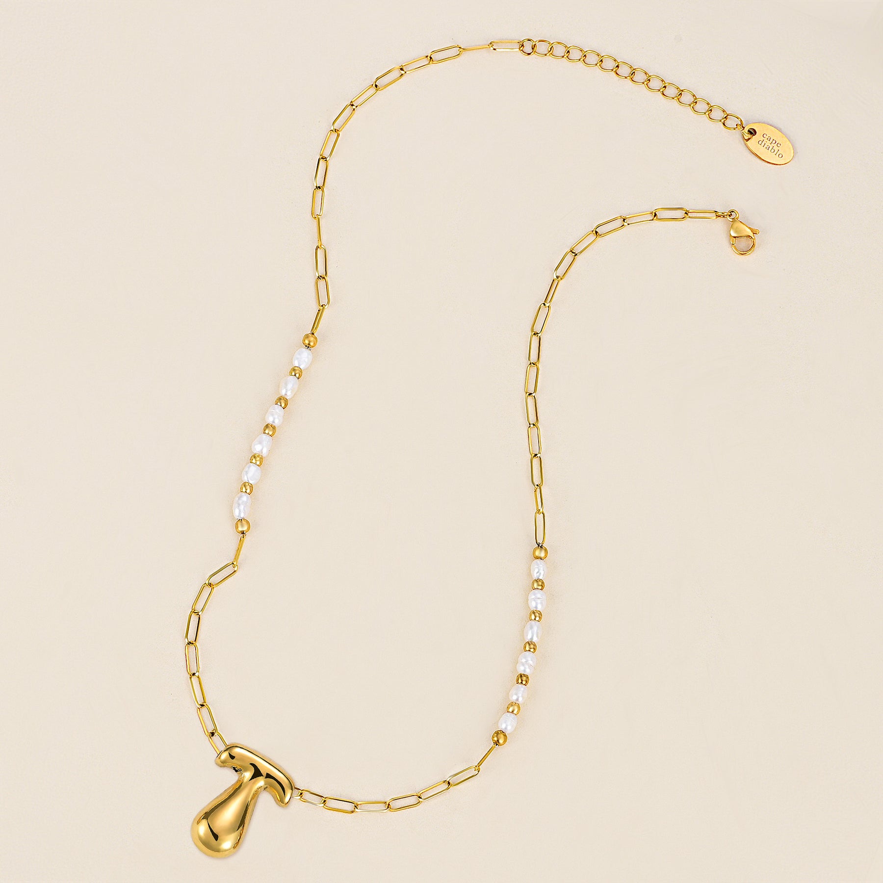 Chic Bubble Pearl Initial Chain Necklace