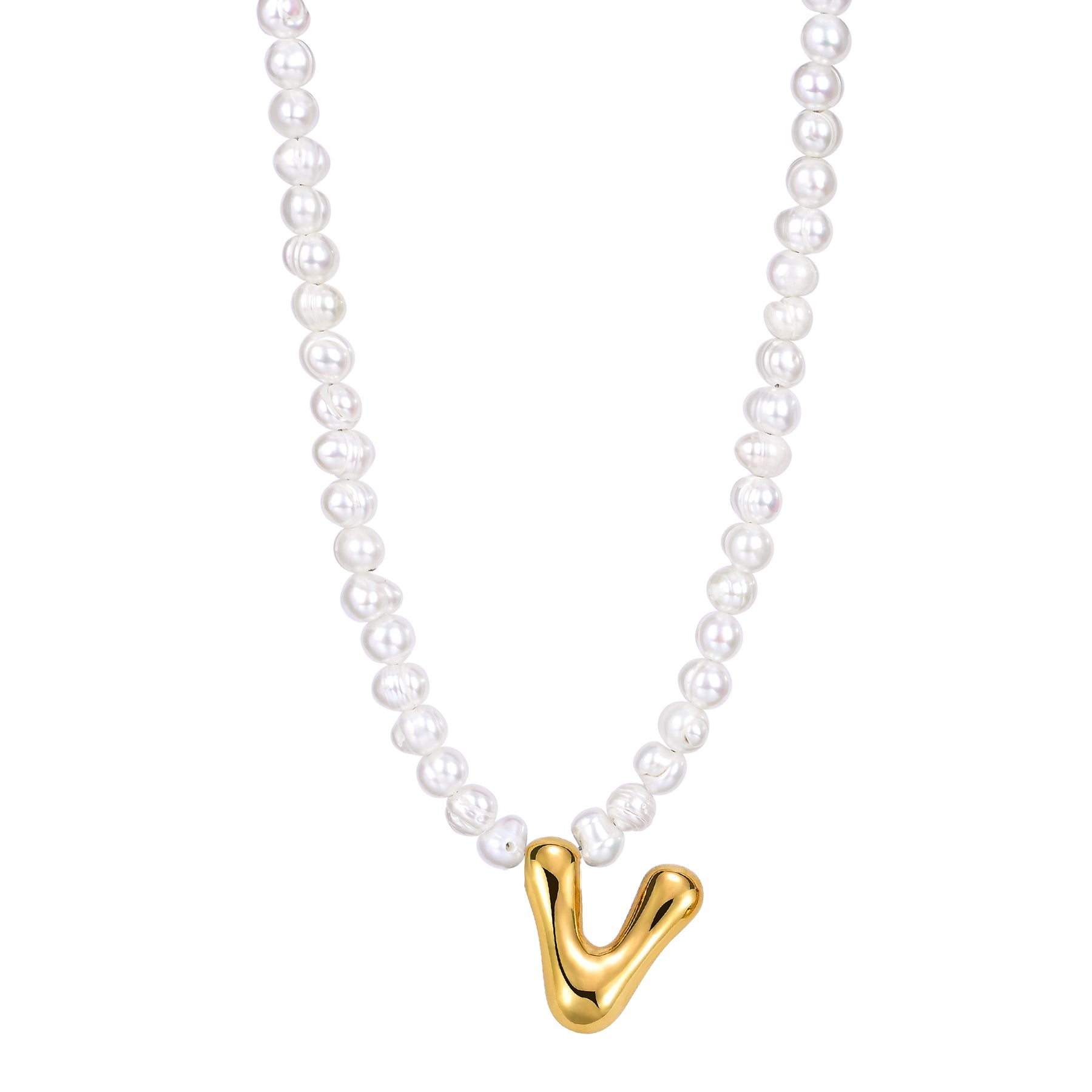 Pearl Bubble Initial Necklace