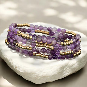 Golden Violet Amethyst Bracelet Set