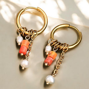 Golden Aventurine Bloom Drop Hoop Earrings