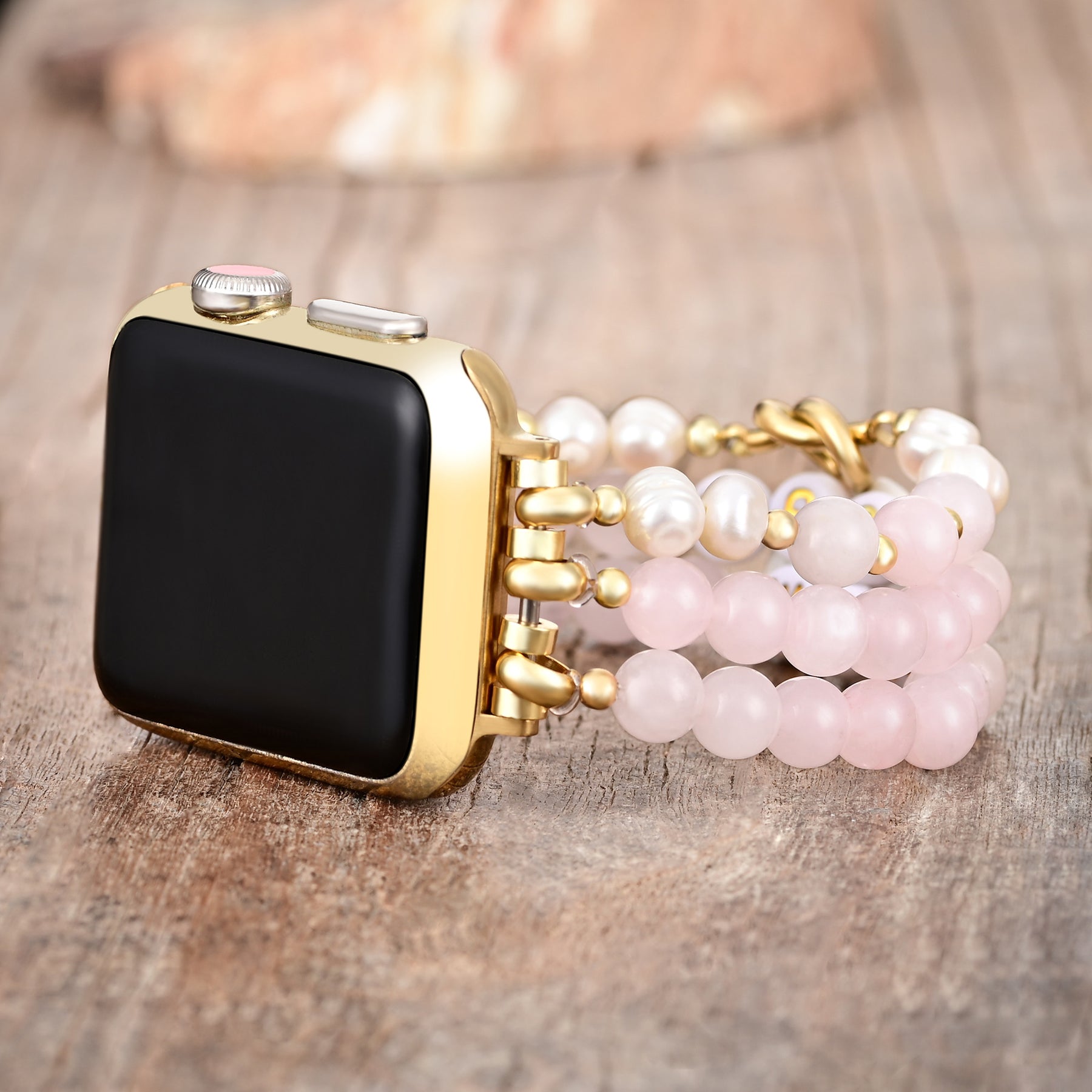 Yoga Mom Rose Quartz Stretch Apple Watch Strap