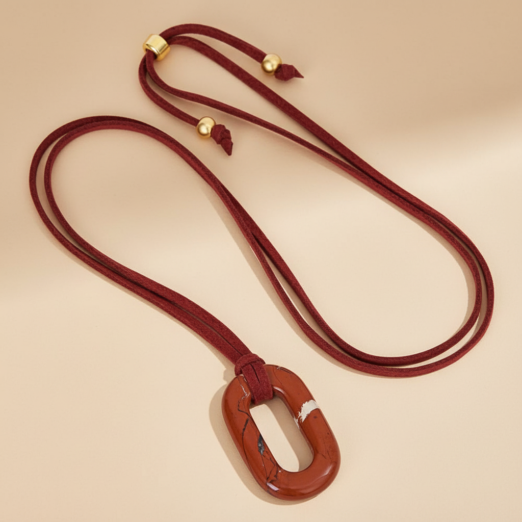 Suede Redstone Serenity Necklace