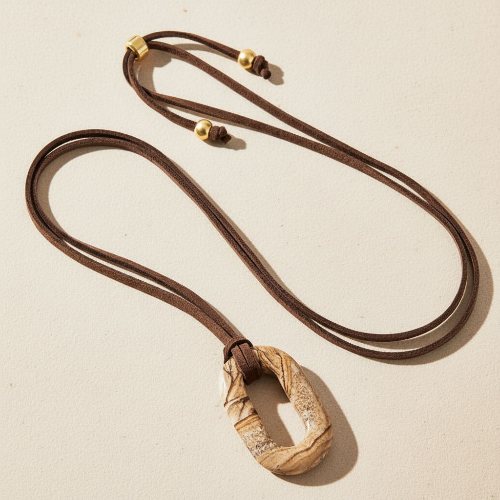 Suede Picture Stone Serenity Necklace