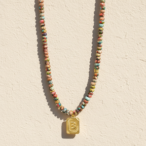 Colorful Imperial Jasper Letter Necklace