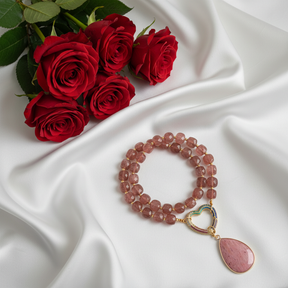 Strawberry Quartz Heart Pendant Necklace