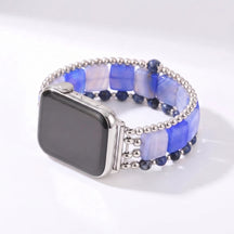 Fierce Grace Tiger's Eye Stretch Apple Watch Strap Silver