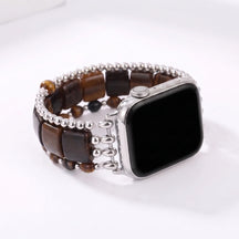 Midnight Bloom Tourmaline Stretch Apple Watch Strap Silver