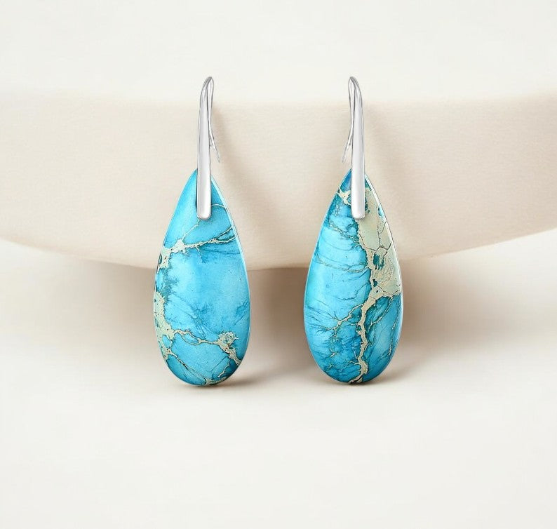 Turquoise Jasper Protection Drop Earrings
