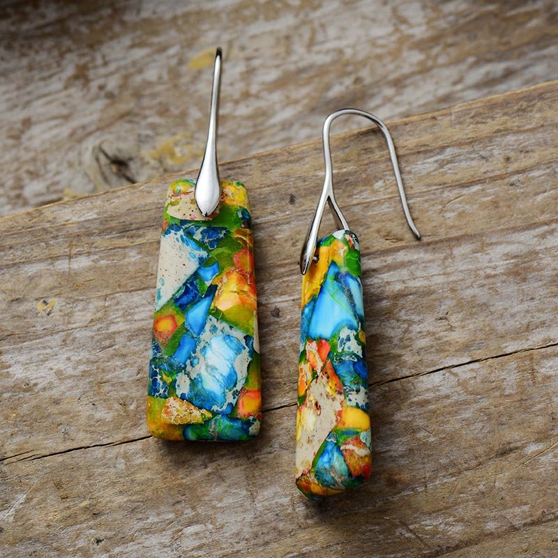 Citrine Lagoon Jasper Dangle Earrings - Cape Diablo