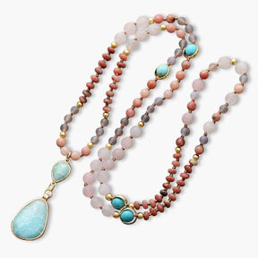 Frosted Turquoise and Amazonite Protection Necklace - Cape Diablo